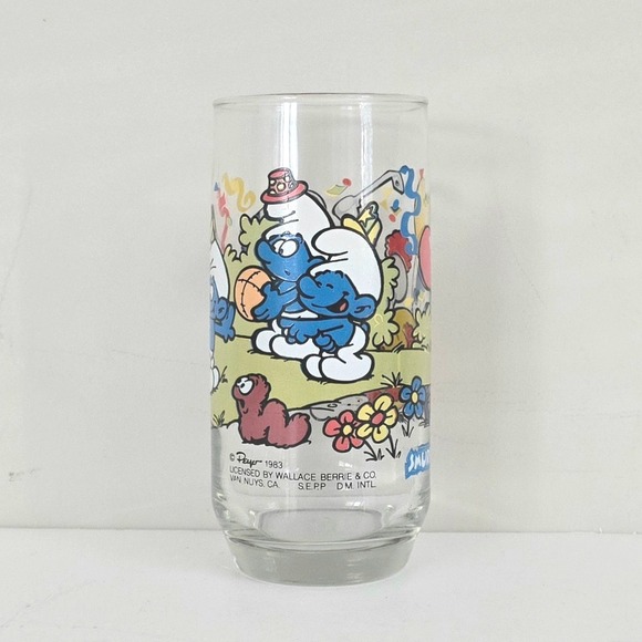 Vintage 1983‎ Smurf Glass Peyo Clumsy Smurf Cartoon Drinking Cup Collectible - Picture 4 of 10